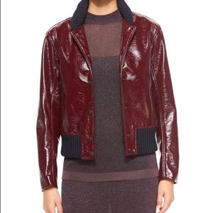 Rag & Bone Mazy Glossy Bomber Jacket (Burgundy)